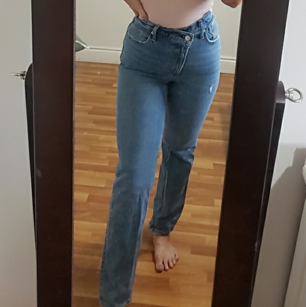 Abercrombie 90s ultra high rise straight jeans criss cross waist